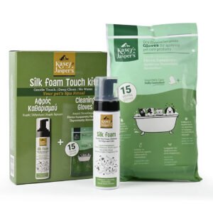 Kasey & Jasper’s SilkFoam Dry Touch Set Σετ Στεγνού Καθαρισμού για Σκύλους Αφρός 200ml & 30 Γάντια Μίας Χρήσης