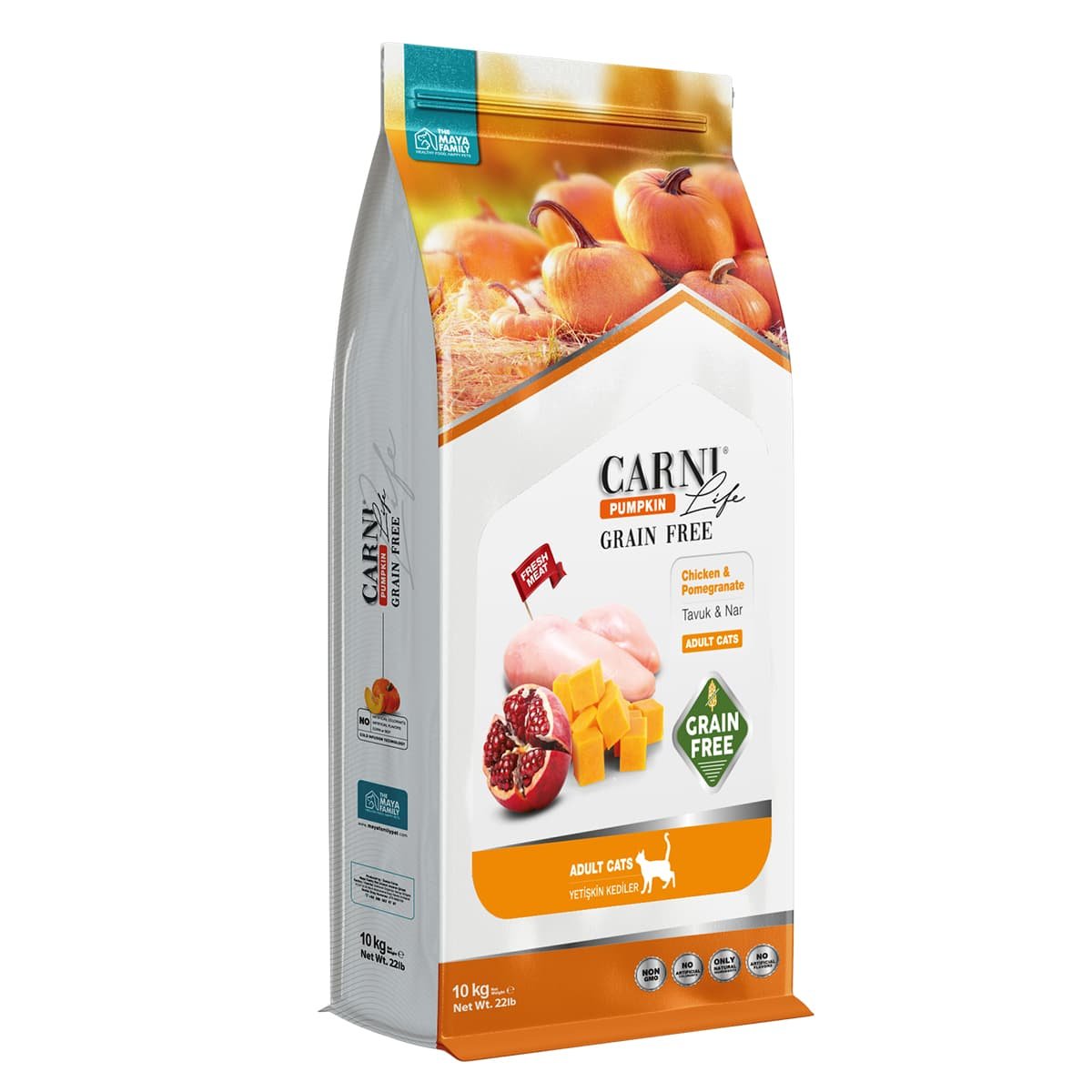 102 Maya Family Carni Life Pumpkin Grain Free 10kg Ξηρά Τροφή για Ενήλικες Γάτες με Κοτόπουλο και Ρόδι