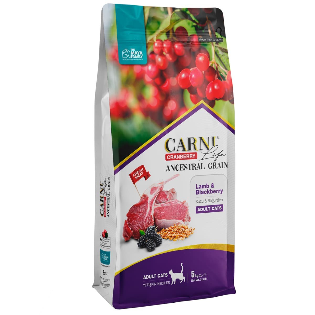 167 Maya Family Carni Life Cranberry 5kg ξηρά τροφή για ενήλικες γάτες με αρνί και μύρτιλο