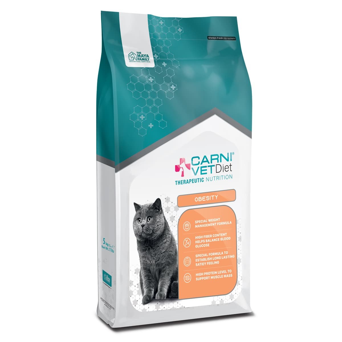 172 Maya Pet Family Carni Vet Diet Adult Cat Obesity - Πλήρης Ζωοτροφή 5 Kg
