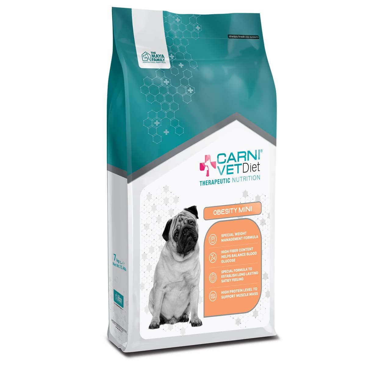 184 Maya Pet Family Carni Vet Diet Adult Dog Obesity Mini - Πλήρης Ζωοτροφή 7Kg