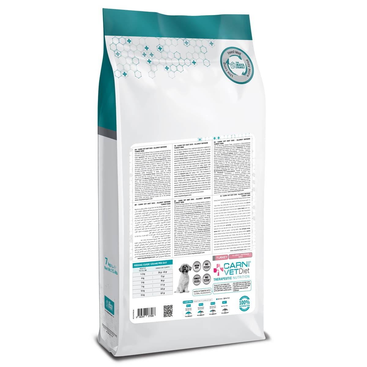 191 Maya Pet Family Carni Vet Diet Adult Dog Mini Allergy Defence Turkey - Πλήρης Ζωοτροφή 7Kg - Image 2