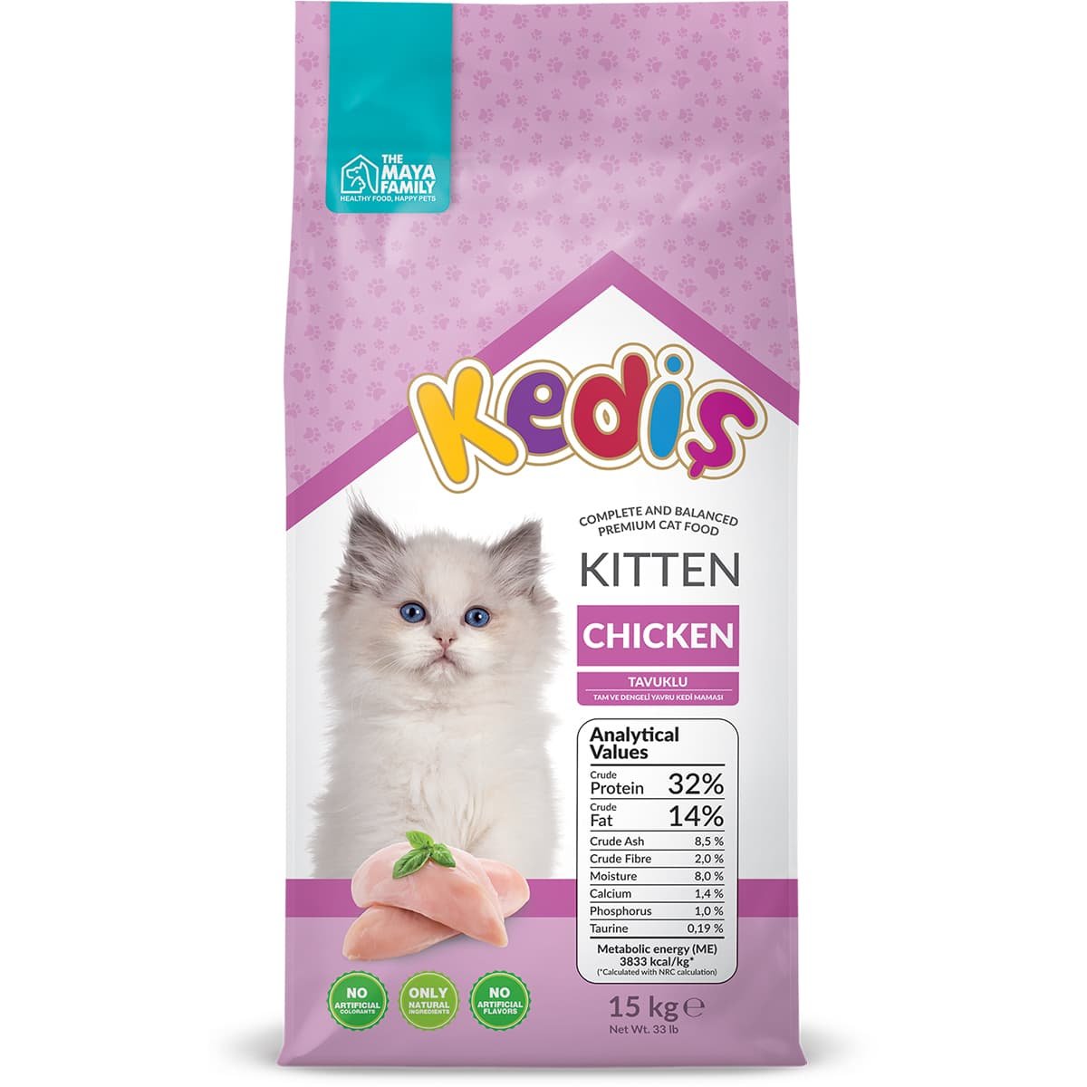 2-Kedis-15kg-Kitten-Chicken Maya Family Kedis 15kg ξηρά τροφή για γατάκια με κοτόπουλο PHK150001