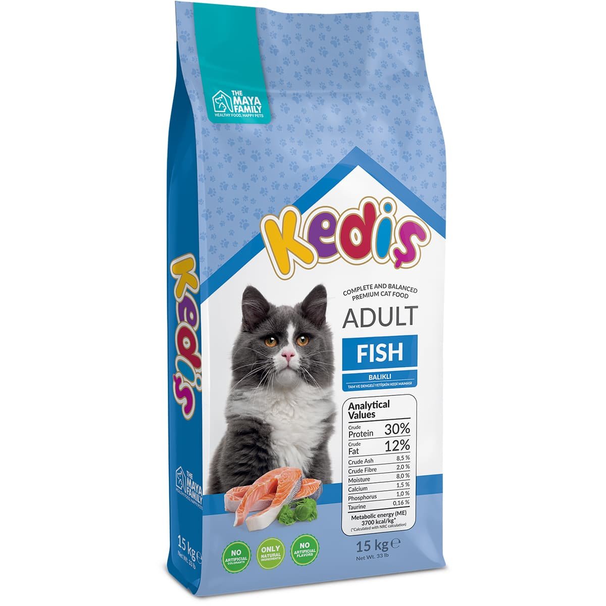 4 Kedis 15kg AdultCat Fish Maya Family Kedis 15kg ξηρά τροφή για ενήλικες γάτες με ψάρι PHK150005 - Image 2