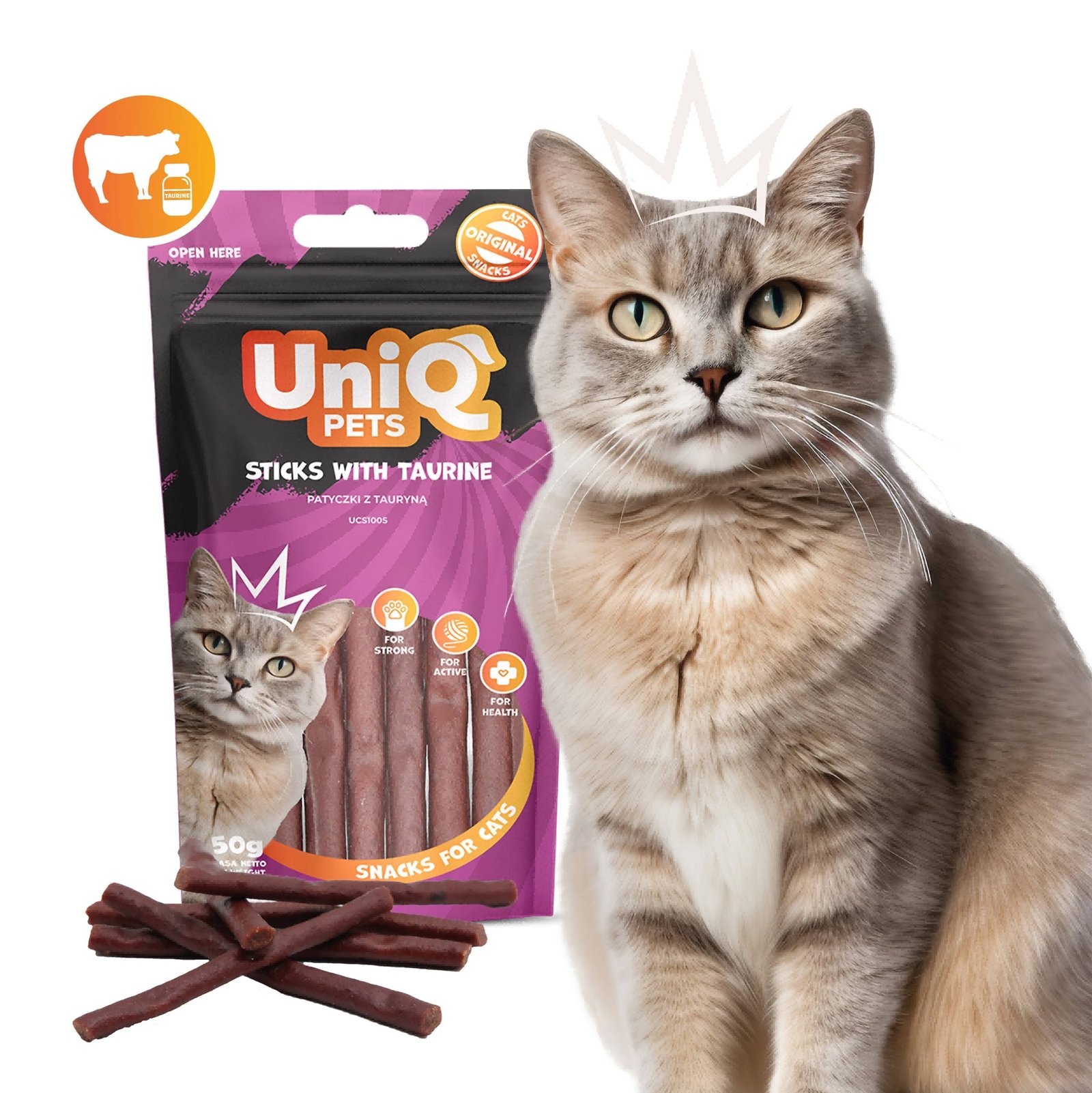 5506-7 Uniq 50gr Λιχουδιά για Γάτες Στικς με Ταυρίνη
