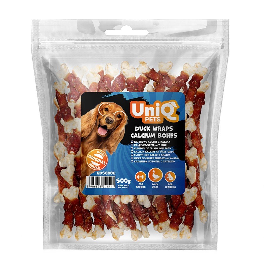 5511 1 Uniq 500gr Λιχουδιά για Σκύλους Κόκκαλα Ασβεστούχα Τυλιγμένα με Πάπια - Image 2