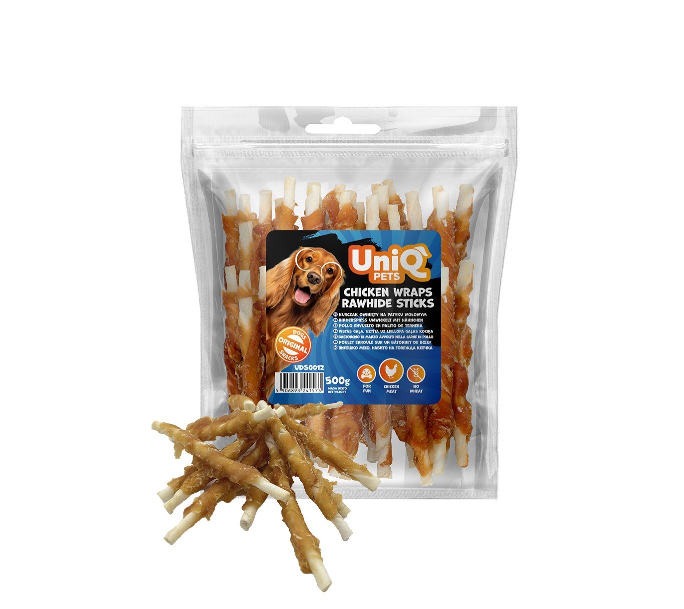 5516 4 Uniq 500gr Λιχουδιά για Σκύλους Στικς από Δέρμα Τυλιγμένα με Κοτόπουλο - Image 4