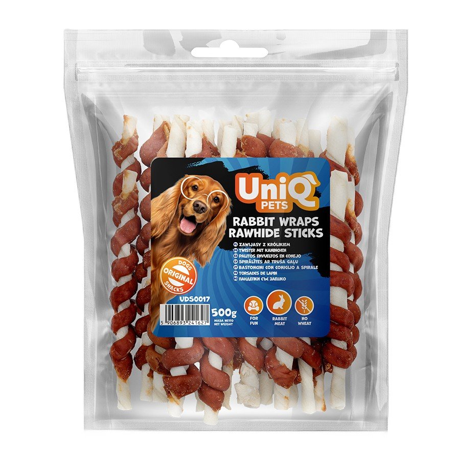 5519 1 Uniq 500gr Λιχουδιά για Σκύλους Στικς από Δέρμα Τυλιγμένα με Κουνέλι - Image 2