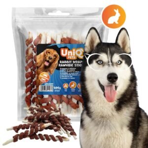 Uniq 500gr Λιχουδιά για Σκύλους Στικς από Δέρμα Τυλιγμένα με Κουνέλι