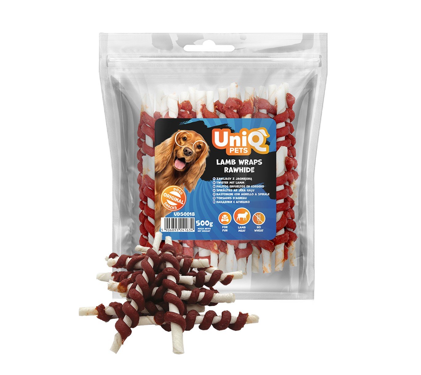 5520 3 Uniq 500gr Λιχουδιά για Σκύλους Στικς από Δέρμα Τυλιγμένα με Αρνί - Image 4