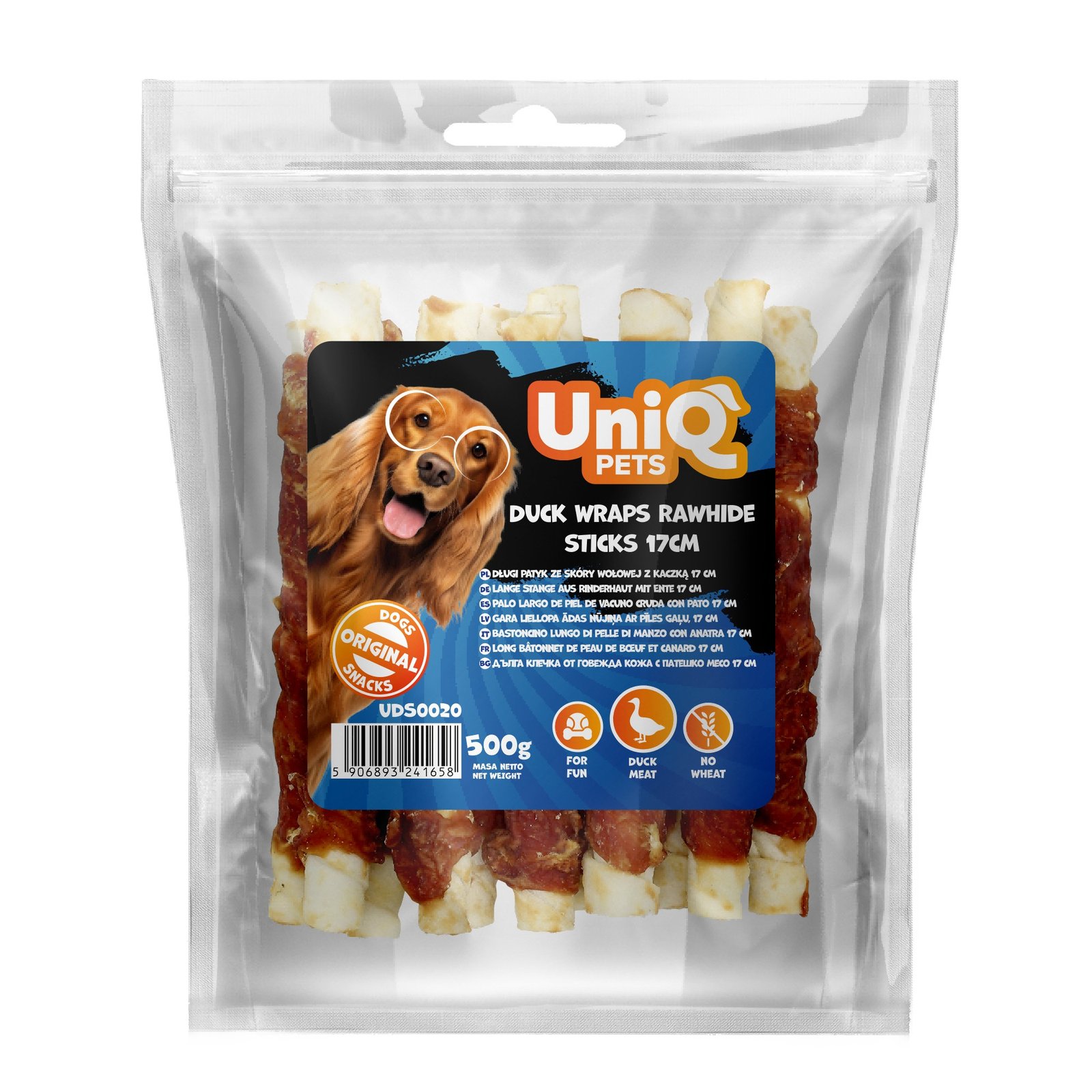 5522 1 Uniq 500gr Λιχουδιά για Σκύλους Στικς από Δέρμα Τυλιγμένα με Πάπια 17εκ - Image 2