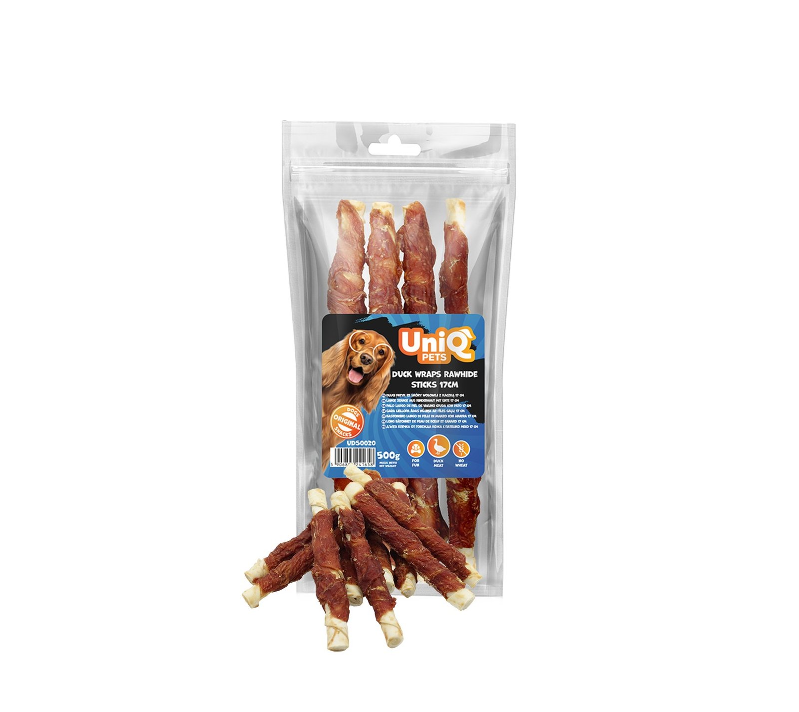 5522 4 Uniq 500gr Λιχουδιά για Σκύλους Στικς από Δέρμα Τυλιγμένα με Πάπια 17εκ - Image 5