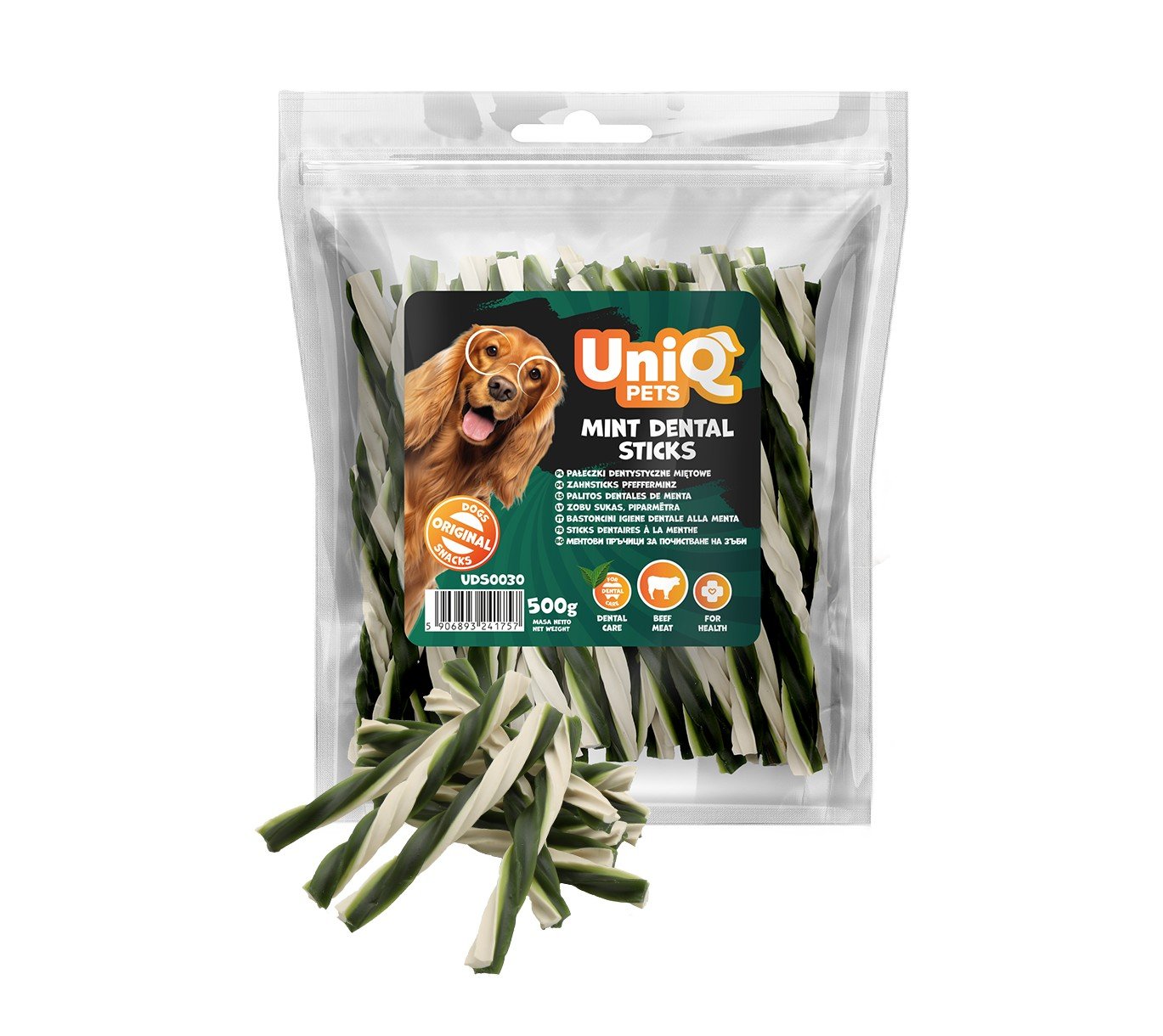 5528 4 Uniq 500gr Λιχουδιά για Σκύλους Οδοντικά Στικς με Μέντα - Image 5