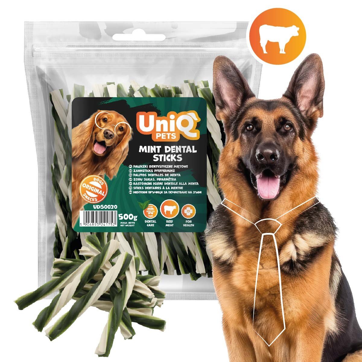 5528-5 Uniq 500gr Λιχουδιά για Σκύλους Οδοντικά Στικς με Μέντα