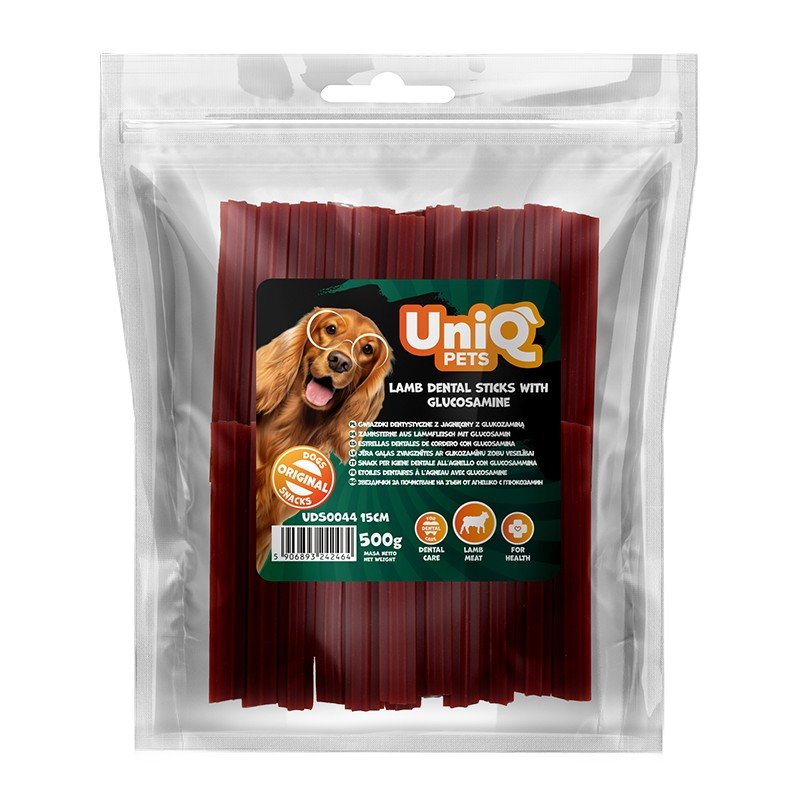 5541-3 Uniq 500gr Λιχουδιά για Σκύλους Οδοντιατρικά Στικ Αρνιού με Γλυκοζαμίνη 15 εκ.