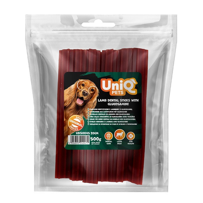 5542-3 Uniq 500gr Λιχουδιά για Σκύλους Οδοντιατρικά Στικ Αρνιού με Γλυκοζαμίνη 20 εκ.