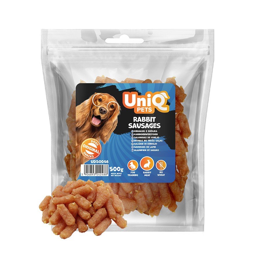 5543-4 Uniq 500gr Λιχουδιά για Σκύλους Λουκάνικα με Κουνέλι