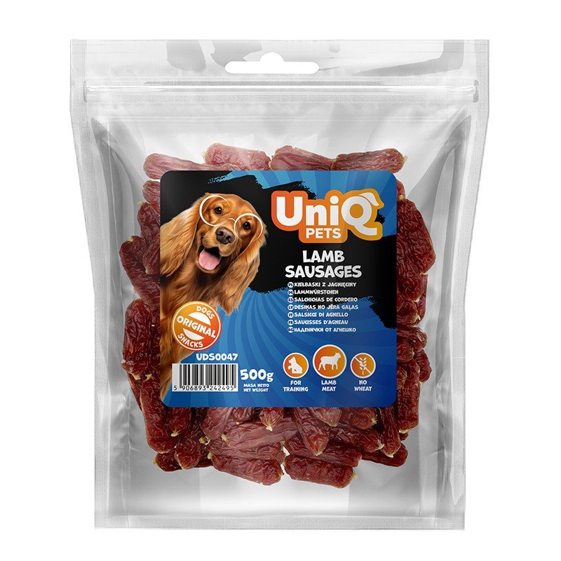 5544-3 Uniq 500gr Λιχουδιά για Σκύλους Λουκάνικα με Αρνί