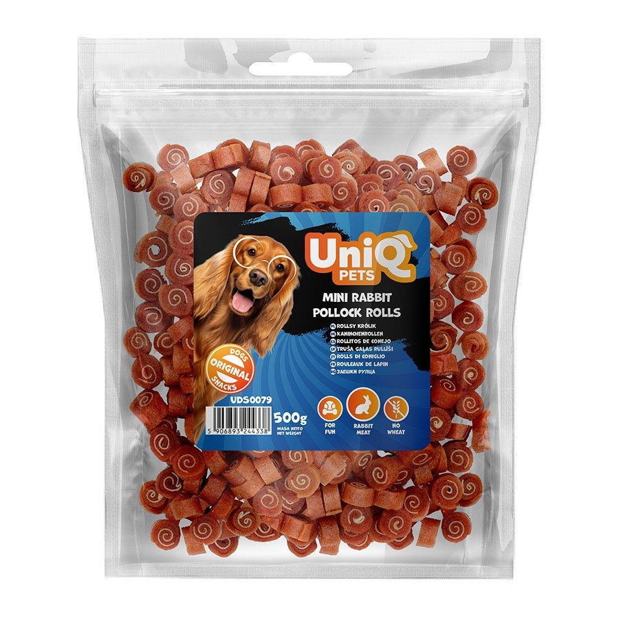 5549-2 Uniq 500gr Λιχουδιά για Σκύλους Μίνι Ρολάκια με Κουνέλι και Πόλοκ