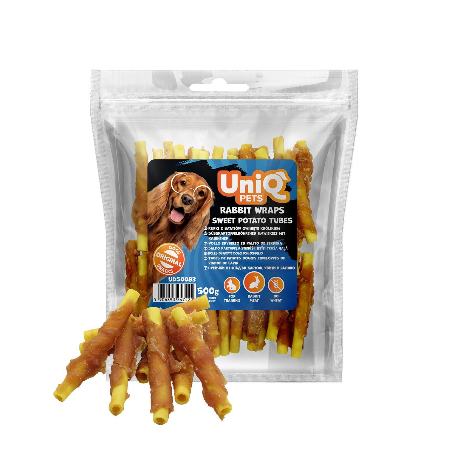 5551 4 Uniq 500gr Λιχουδιά για Σκύλους Σωλήνες Γλυκοπατάτας Τυλιγμένοι με Κουνέλι - Image 5