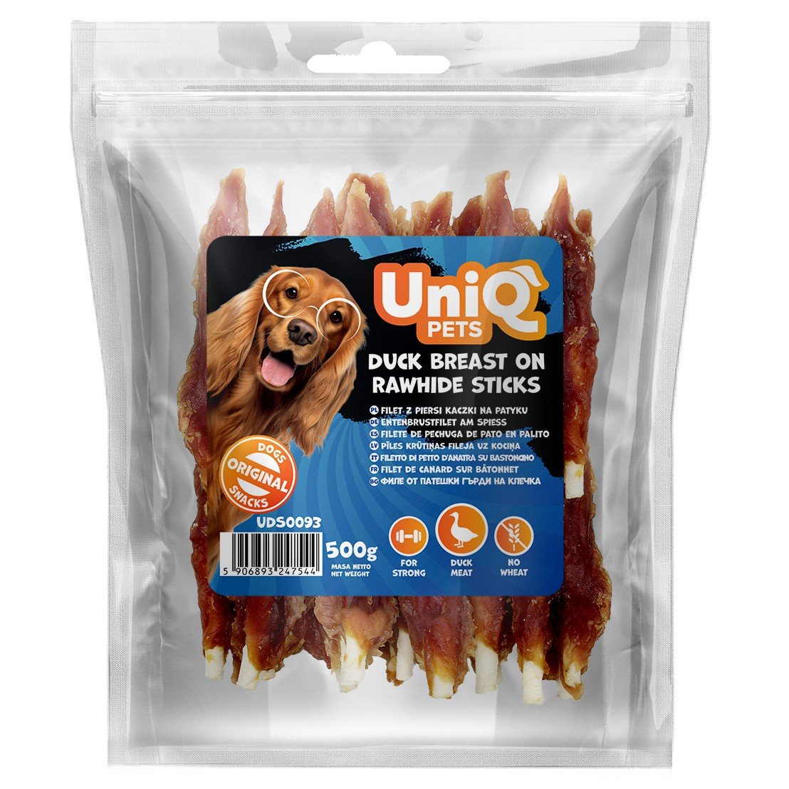 5558 5 Uniq 500gr Λιχουδιά για Σκύλους Στικς από Δέρμα Τυλιγμένα με Στήθος Πάπιας - Image 2