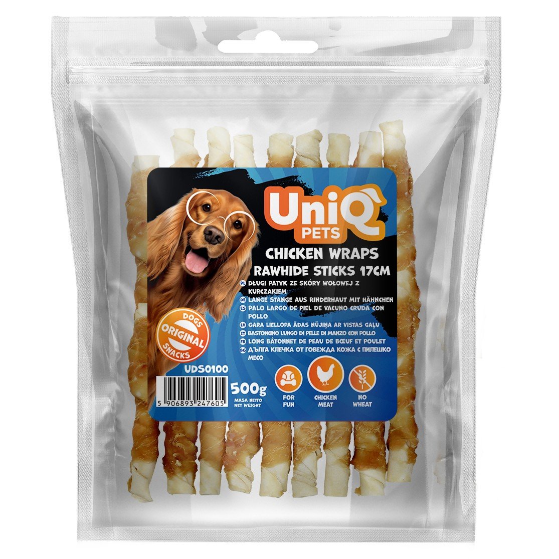 5560 5 Uniq 500gr Λιχουδιά για Σκύλους Στικς από Δέρμα Κοτόπουλου Τυλιγμένα με Κοτόπουλο - Image 2