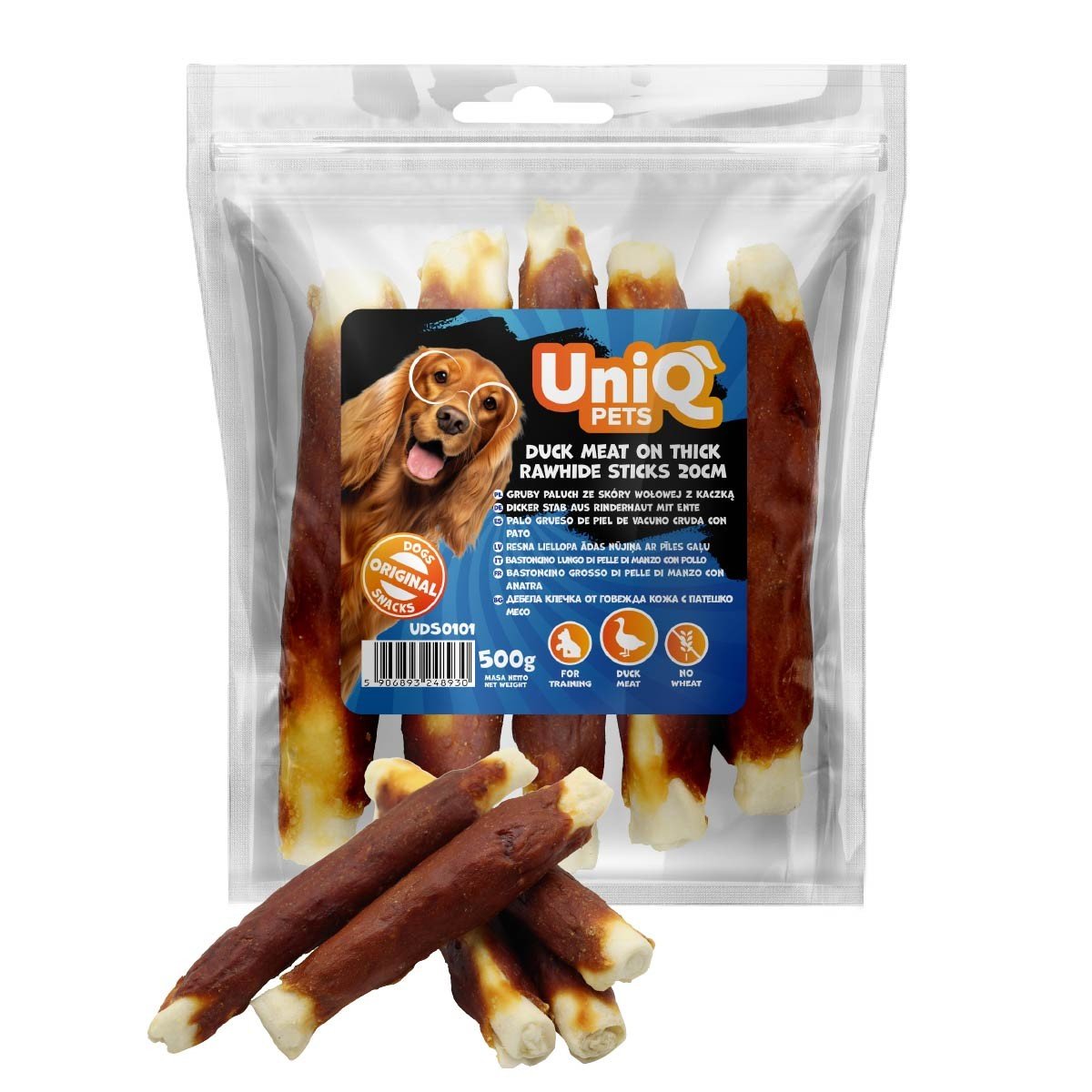 5561 4 Uniq 500gr Λιχουδιά για Σκύλους Στικς από Χοντρό Δέρμα Τυλιγμένα με Πάπια - Image 5
