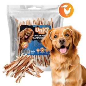 Uniq 500gr Λιχουδιά για Σκύλους Στριφτά Κομμάτια με Κοτόπουλο και Πόλλοκ