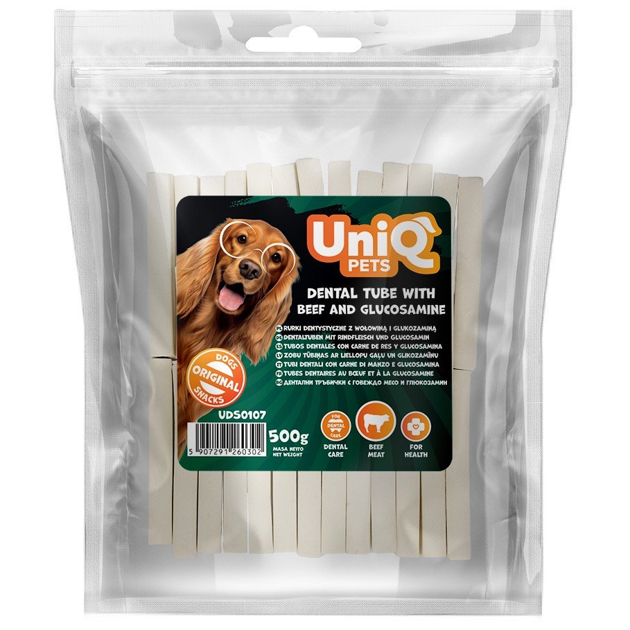 5564 4 Uniq 500gr Λιχουδιά για Σκύλους Οδοντιατρικός σωλήνας με βοδινό κρέας και γλυκοζαμίνη - Image 2