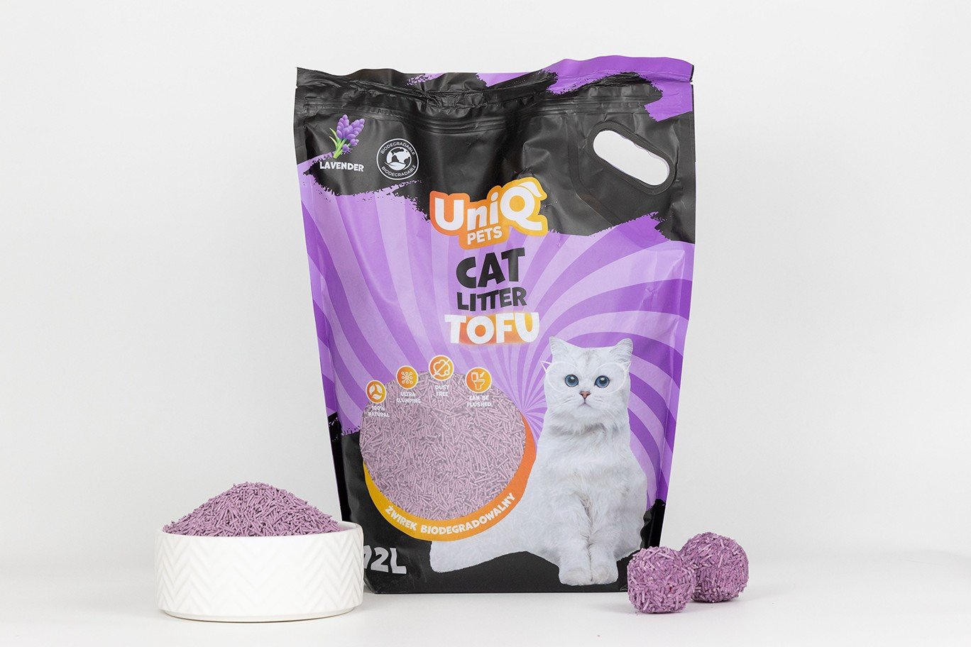 5593-1 Uniq Βιοδιασπώμενο τόφου 12Lt Άμμος Γάτας LAVENDER