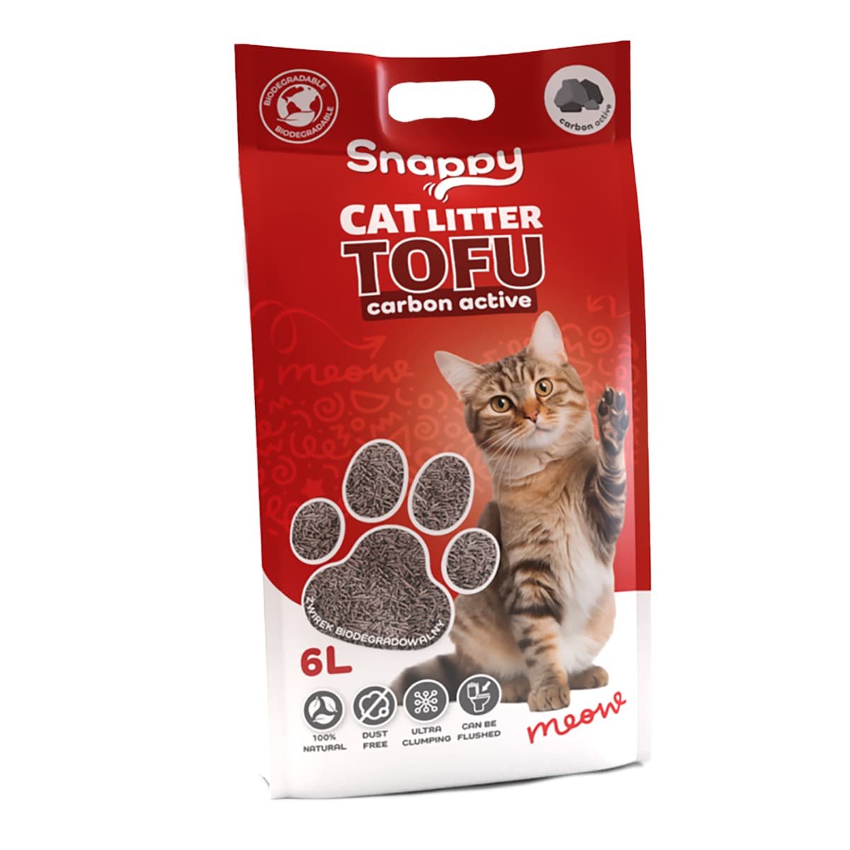 5650-1 Snappy Βιοδιασπώμενο τόφου 6Lt Άμμος Γάτας ACTIVE CARBON