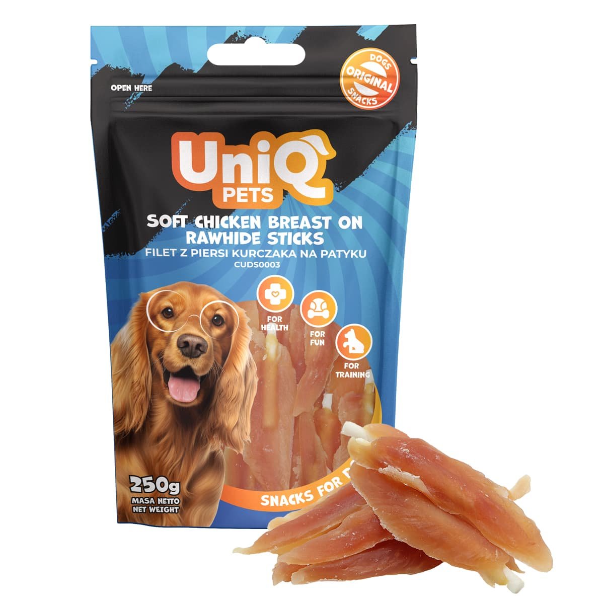 5702 3 Uniq 250gr Λιχουδιά για Σκύλους Στικς από Δέρμα με Μαλακό Στήθος Κοτόπουλου - Image 3