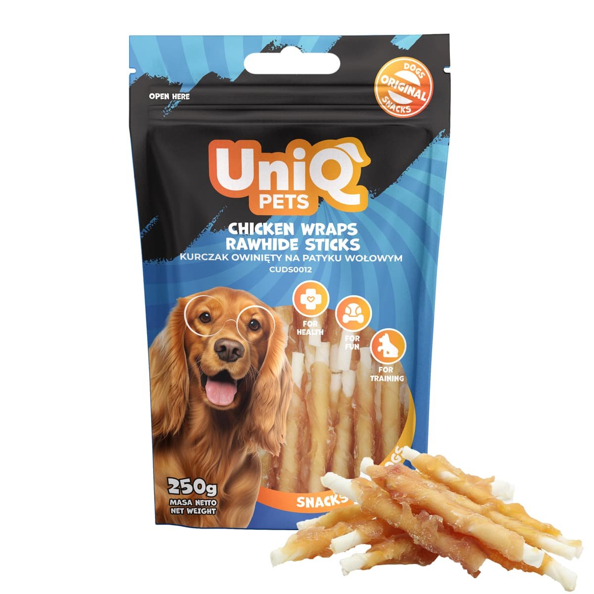 5704 3 Uniq 250gr Λιχουδιά για Σκύλους Στικς από Δέρμα Κοτόπουλου Τυλιγμένα με Κοτόπουλο - Image 3