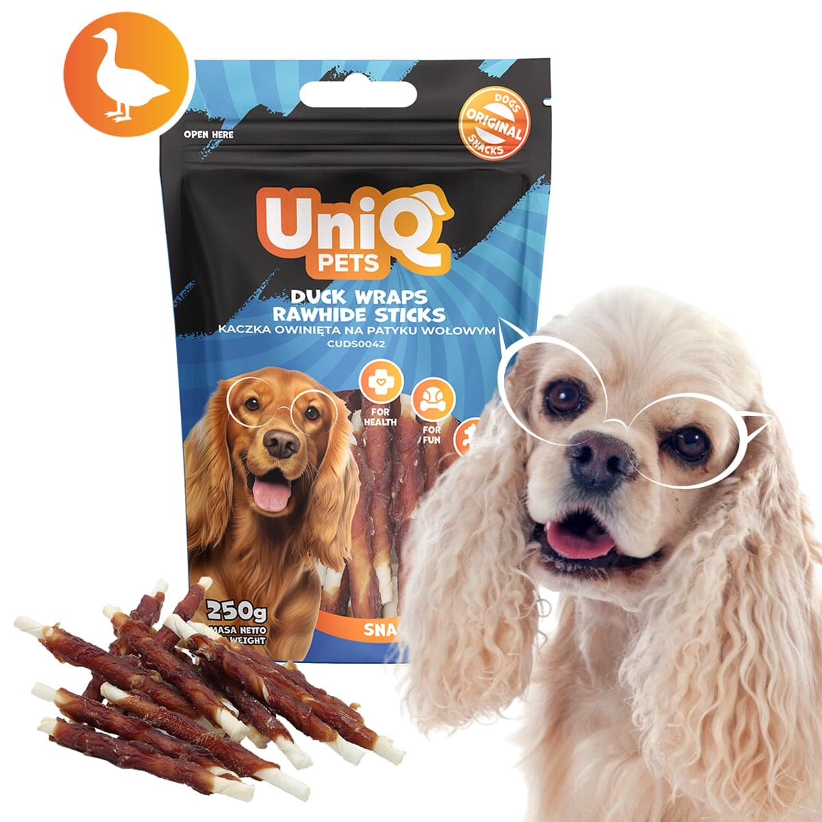 5707-2 Uniq 250gr Λιχουδιά για Σκύλους Στικς με Δέρμα Τυλιγμένο με Πάπια