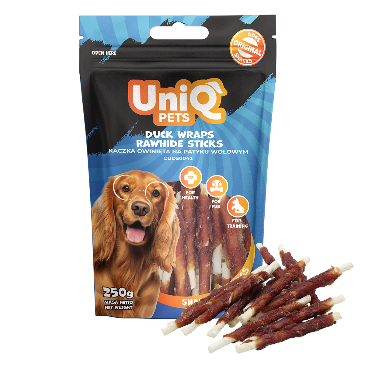 5707 4 Uniq 250gr Λιχουδιά για Σκύλους Στικς με Δέρμα Τυλιγμένο με Πάπια - Image 2
