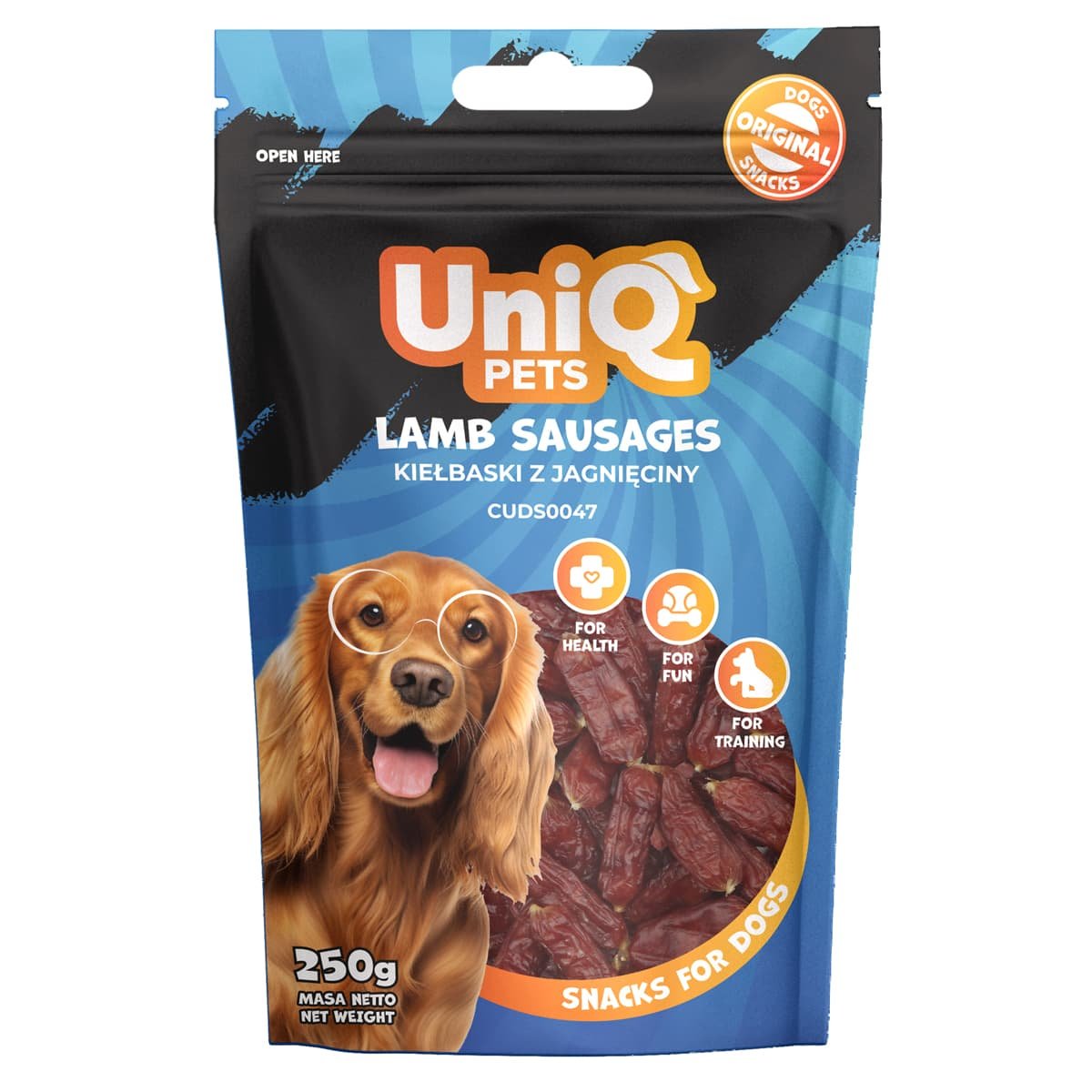 5709 1 Uniq 250gr Λιχουδιά για Σκύλους Λουκάνικα με Αρνί - Image 2