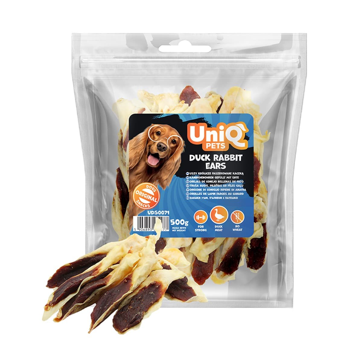 5721 2 Uniq 500gr Λιχουδιά για Σκύλους Αυτιά Κουνελιού με Πάπια - Image 2