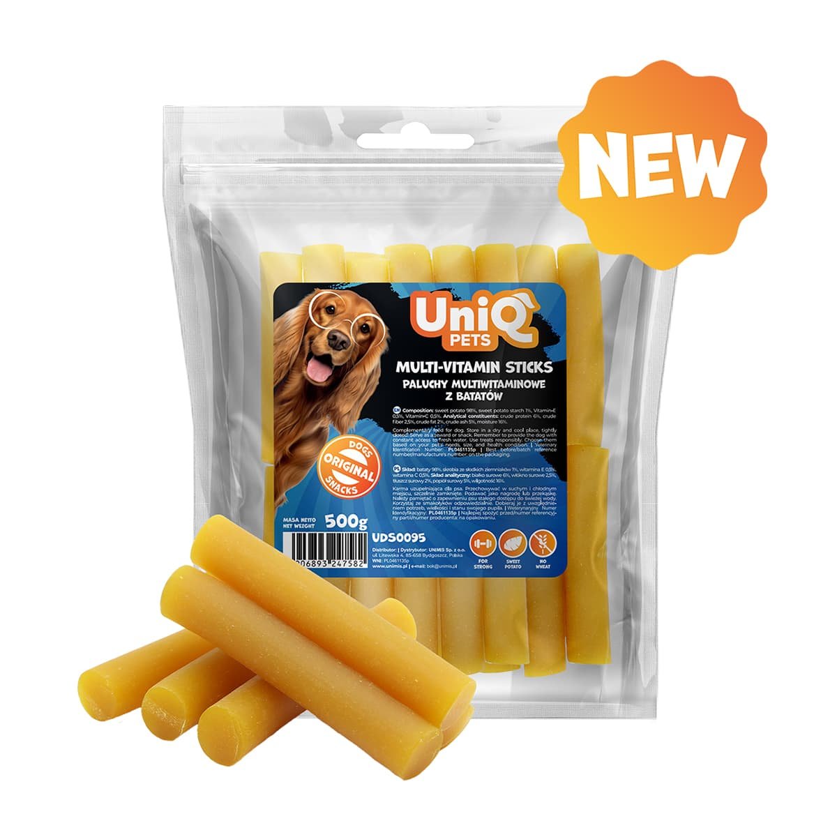 5724 2 Uniq 500gr Λιχουδιά για Σκύλους με Θαλασσινά & Λαχανικά Πολυβιταμινούχα Στικς - Image 2