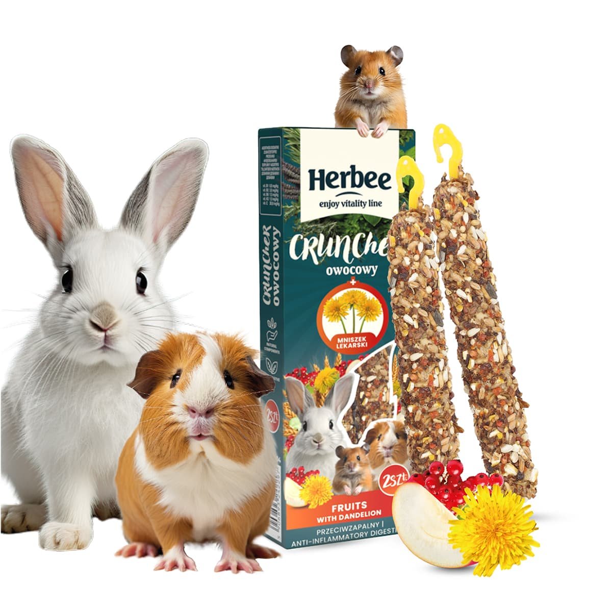 5762 2 Herbee Cruncher 115gr Τροφή για Τρωκτικά και Κουνέλια με Φρούτα και Πικραλίδα - Image 2