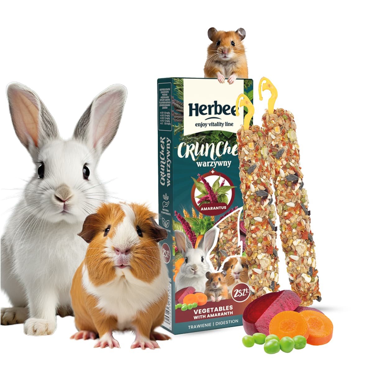 5763 2 Herbee Cruncher 115gr Τροφή για Τρωκτικά και Κουνέλια με Λαχανικά και Αμάραντο - Image 2