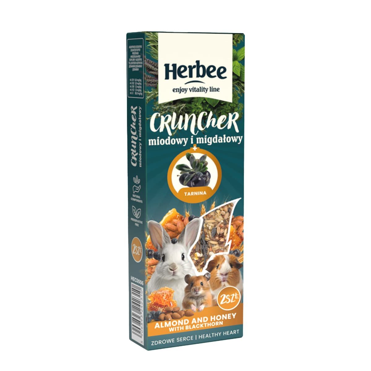 5764-1 Herbee Cruncher 115gr Τροφή για Τρωκτικά και Κουνέλια 2 σε 1 με Μέλι και Αμύγδαλα