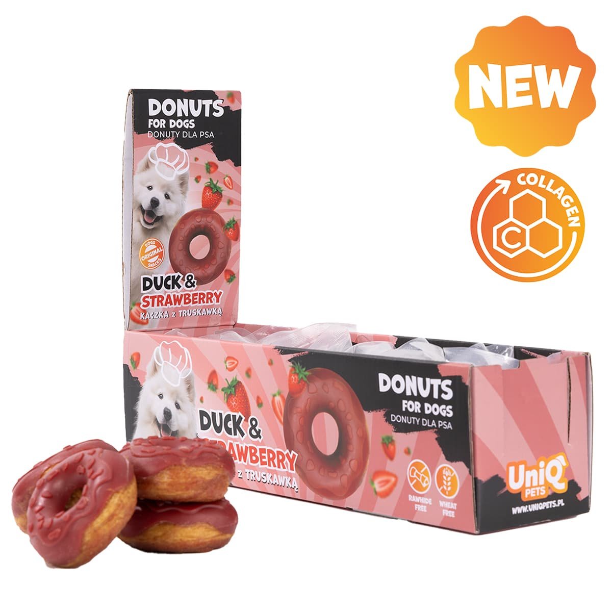 5804-1 Uniq 50gr Λιχουδιά για Σκύλους Donut Κολλαγόνου με Πάπια και Φράουλα 7εκ. 10τμχ