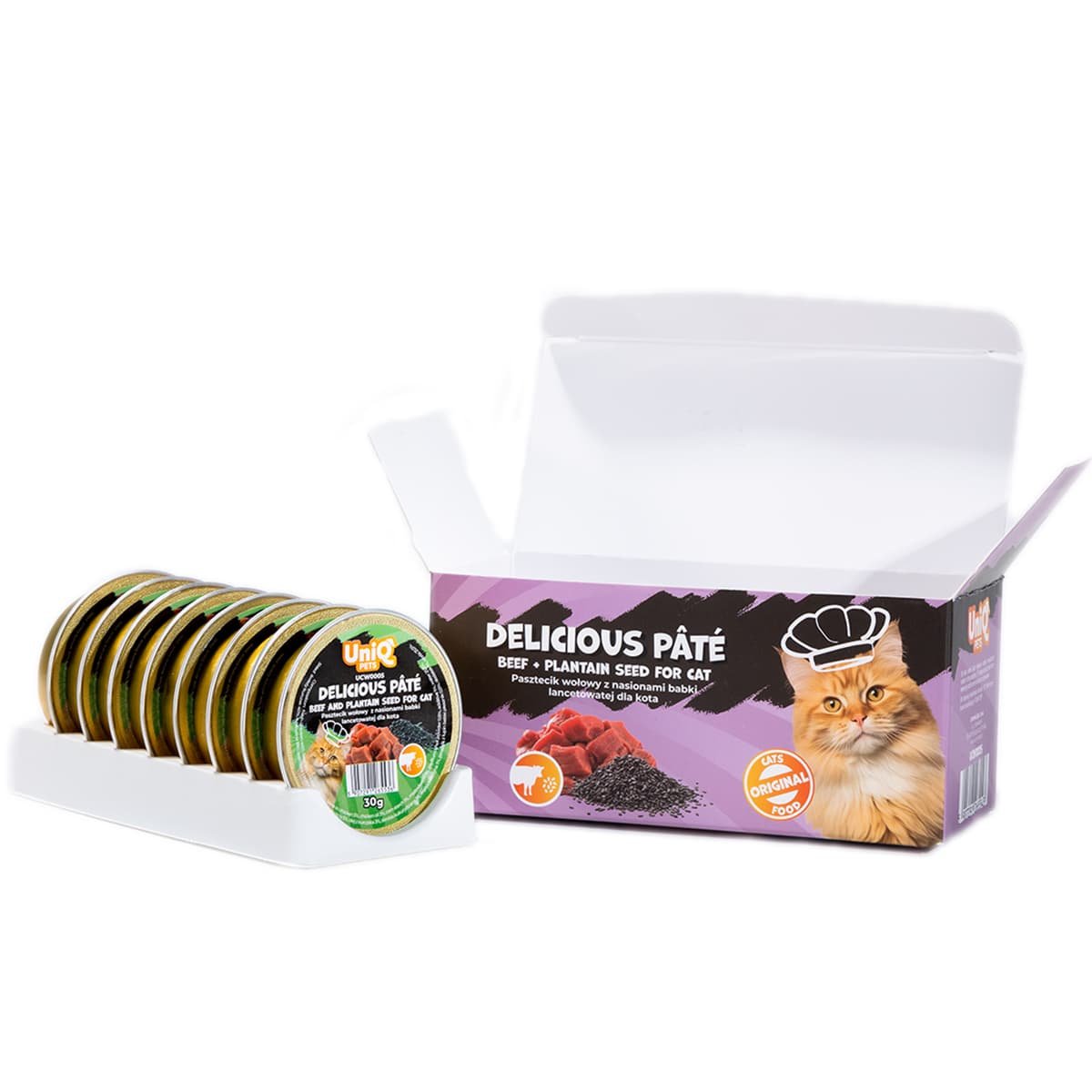 5809-1 Uniq Delicious Pate 30gr για Γάτες με Μοσχάρι και Σπόρους Πλάτανου σε Τασάκι 8τμχ