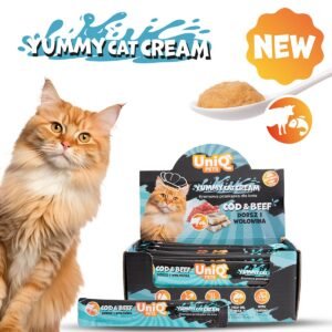Uniq Yummy Cat Cream 15gr για Γάτες με Μπακαλιάρο και Βοδινό 50τμχ