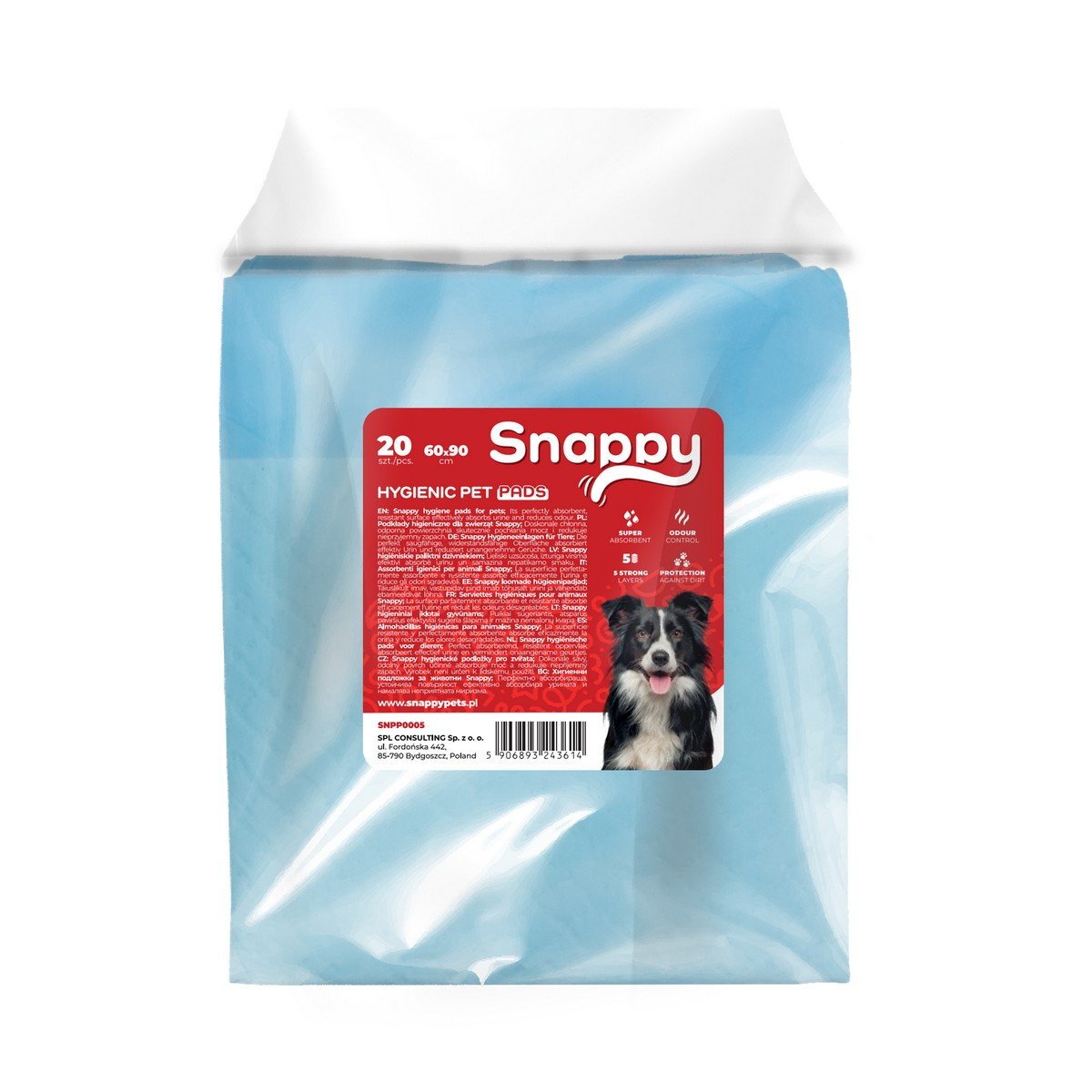 6007-1 Uniq Snappy Pawdry Blue Επιδαπέδιες Πάνες Εκπαίδευσης Σκύλων 60×90cm 20τμχ