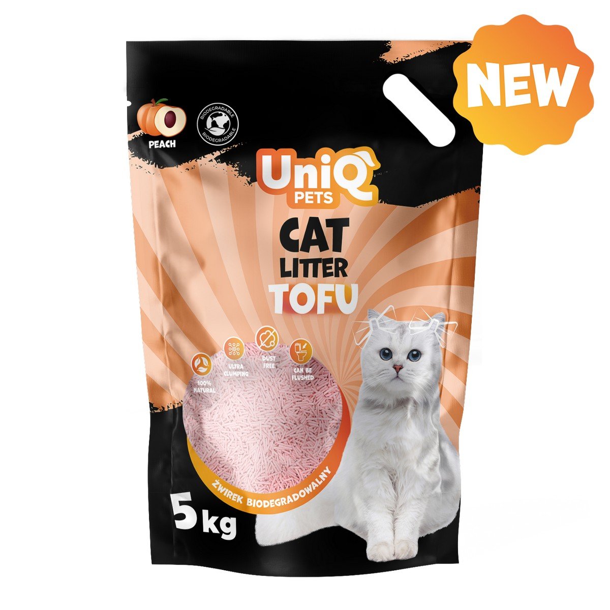 6101-9 Uniq Pets Βιοδιασπώμενο Τόφου 12 Lt Άμμος Γάτας Ροδάκινο