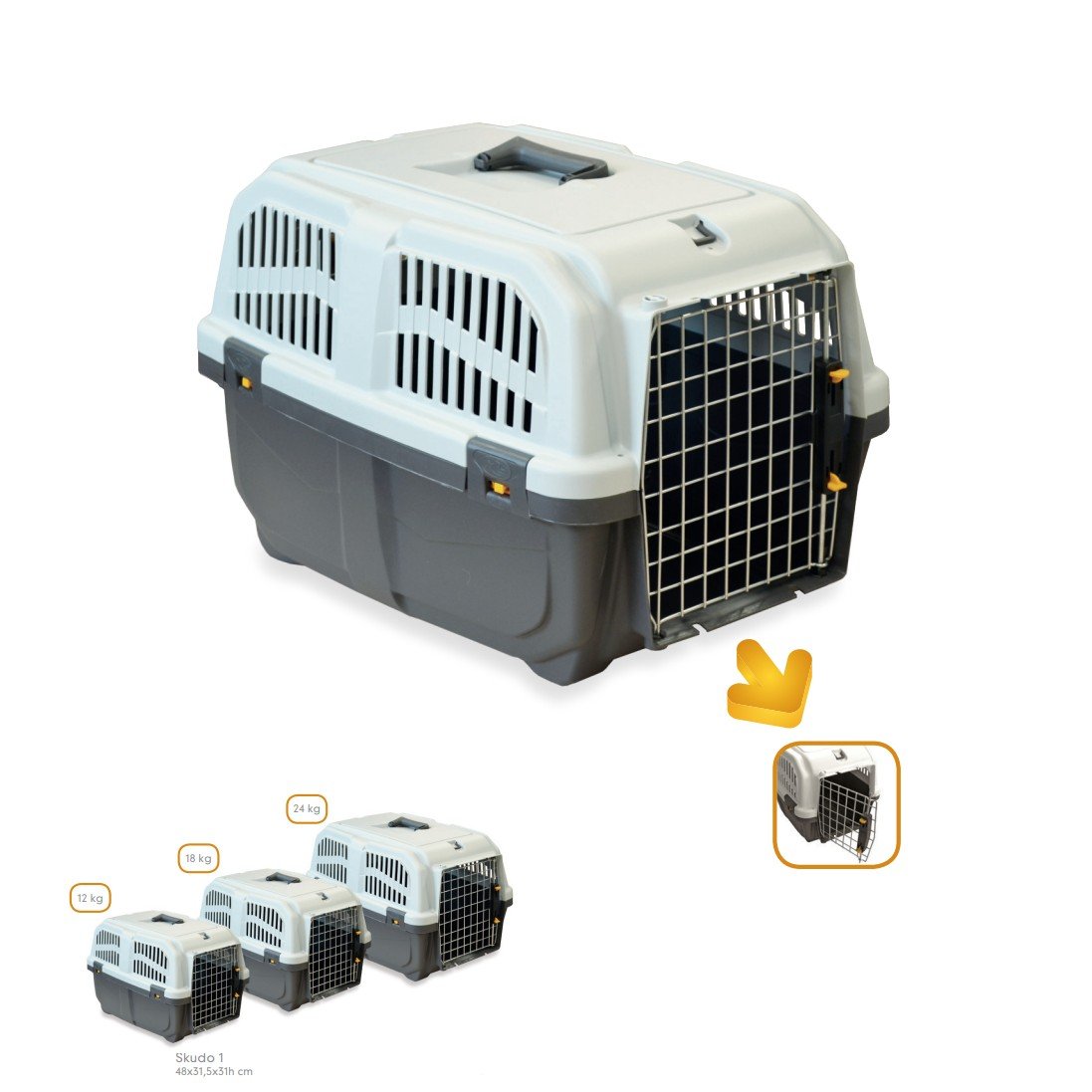 6110 4 Uniq Pets Κλουβί Μεταφοράς Skudo Fly 3 Iata Γκρι - Image 2