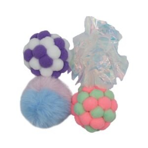 Uniq Pets Παιχνίδι Γάτας Puffies Σετ 4 Λούτρινες και Μπάλες με Ήχο