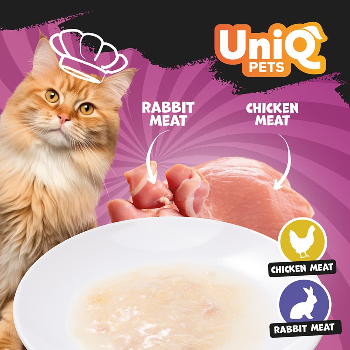6142 2 Uniq Yummy Soup 60gr για Γάτες με Κοτόπουλο και Κουνέλι σε Τασάκι 6τμχ - Image 2