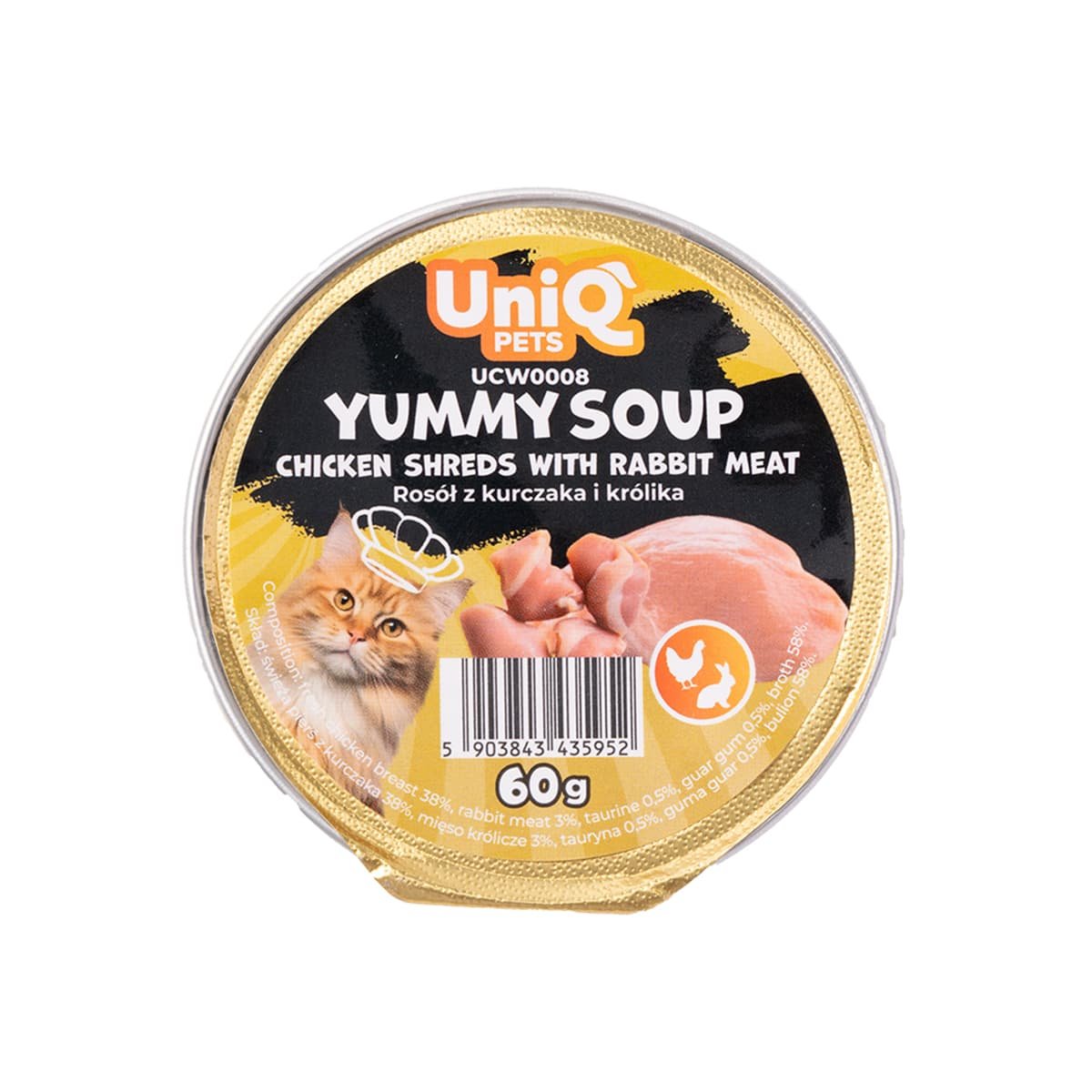 6142 3 Uniq Yummy Soup 60gr για Γάτες με Κοτόπουλο και Κουνέλι σε Τασάκι 6τμχ - Image 3